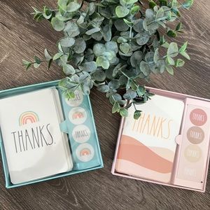 NEW 2 RAE DUNN Note Card Thank You Sets - 12 Cards - 13 envelopes - 12 Stickers